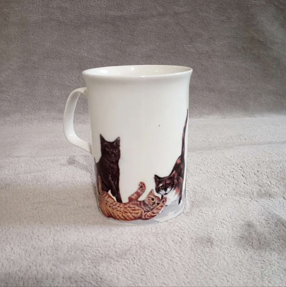 Vintage 1989 Roy Kirkham England Bone China Cat Lovers Mug Cup